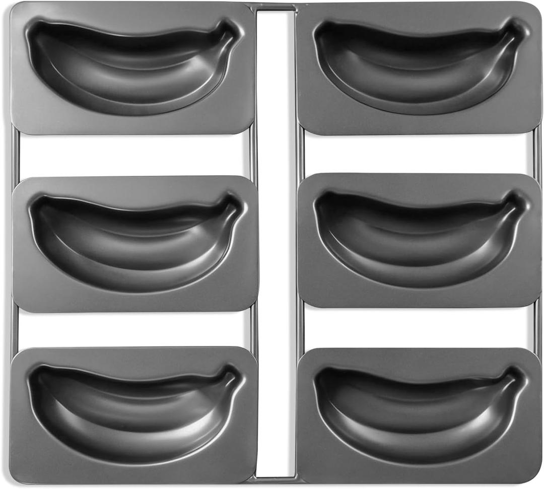 6-Cavity Banana Cake Pan Non-Stick Carbon Steel Baking Mold for Mini Cakes, Perfect for Homemade Desserts & Gifts
