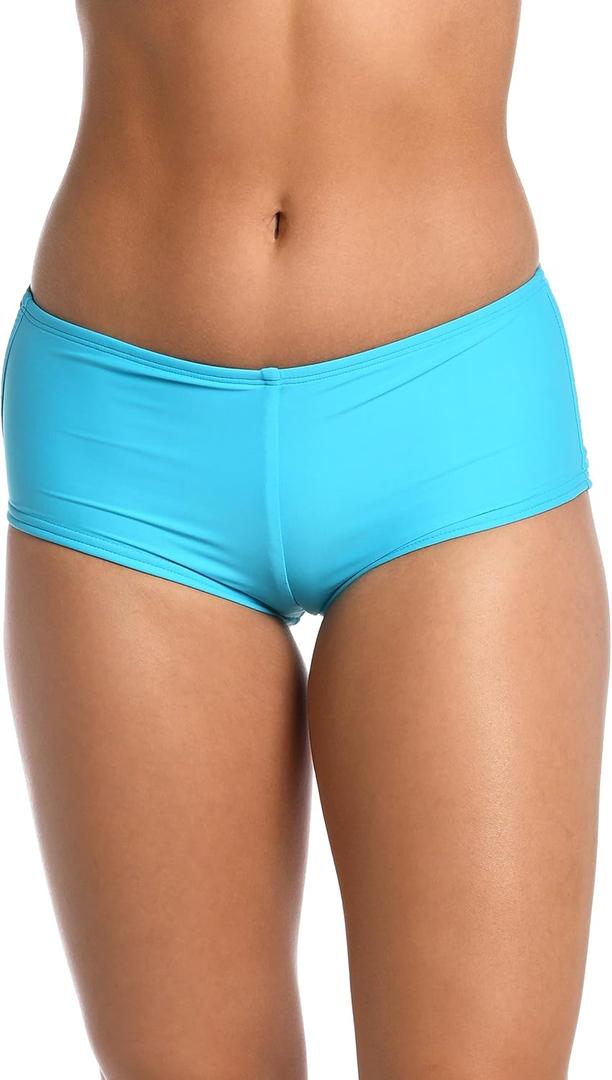 Hobie Women's Standard Solid Hot Pant Bikini Swimsuit Bottom (X-Small Petite, Blue Hawaii//Solids)