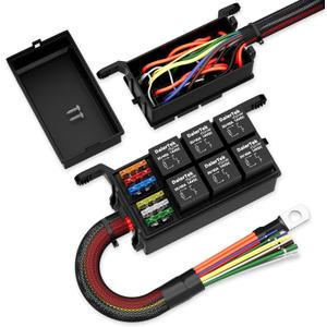 DaierTek 12V Relay Box 6 Way12 AWG Pre-Wired Waterproof Relay Box 6 Slot ATC/ATO Fuse Relay Block Universal Relay Panel for Automotive Car Marine Boat