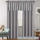 H.VERSAILTEX Blackout Valances for Windows,Kitchen Valance Curtains for Living Room/Bedroom/Bathroom/Basement Privacy Rod Pocket Short Window Valance Curtains, 4 Panels 52" W x 18,Dove Gray
