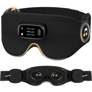 LC-dolida Pro Bluetooth Sleep Mask with White Noise & 3 Lights, Sleep Headphones with Upgrade Chip & Pure Sound, 3D Zero-Pressure Design for Side Sleepers, Total Blackout Soft Sleep Eye Mask, Black