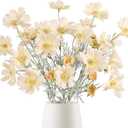 Cosmos Silk Flowers,6PCS Daisy Flowers Artificial 24'' Artificial Wildflower Fake Flowers with Stems for Wedding Party Kitchens Home Decoration(Light Champagne)