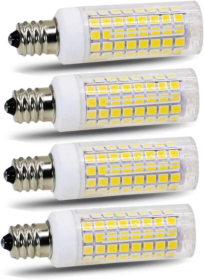 E11 led Bulb 75w 100w Halogen Bulbs Replacement, JD T4 e11 Mini Candelabra Base 110V 120V 130 Voltage Input Light Bulbs, Pack of 4 (Daylight 6000K)