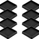 VOCOMO 3X3 Rubber Caster Cups, Non Slip Furniture Pads, Anti-Slip Gripper, Anti Skid Furniture Feet, Anti Slide Floor Protector for Bed Couch Stoppers (8 Pack, Black)