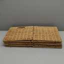 12x12x12inch Plastic Wicker Cube Baskets Large Square Foldable Handwoven Laundry Organizer,Set of 4Khaki