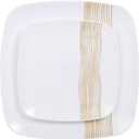 R-kay Gold Plastic Plates - 40 Pack - 20 Square 10.25'' & 20 Round 7.5'' Disposable Plates - Heavy Duty Plastic Plates for Party & Wedding