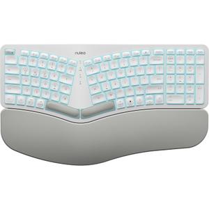 Nulea RT05 Wireless Ergonomic Keyboard, Split Keyboard with Wrist Rest, USBC Charging, 7Color Backlight, Natural Typing, Bluetooth and USB Connectivity, Compatible with Windows,Mac
