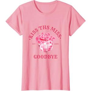 Kiss the miss goodbye cowgirl bachelorette party 2024 T-Shirt (Medium)