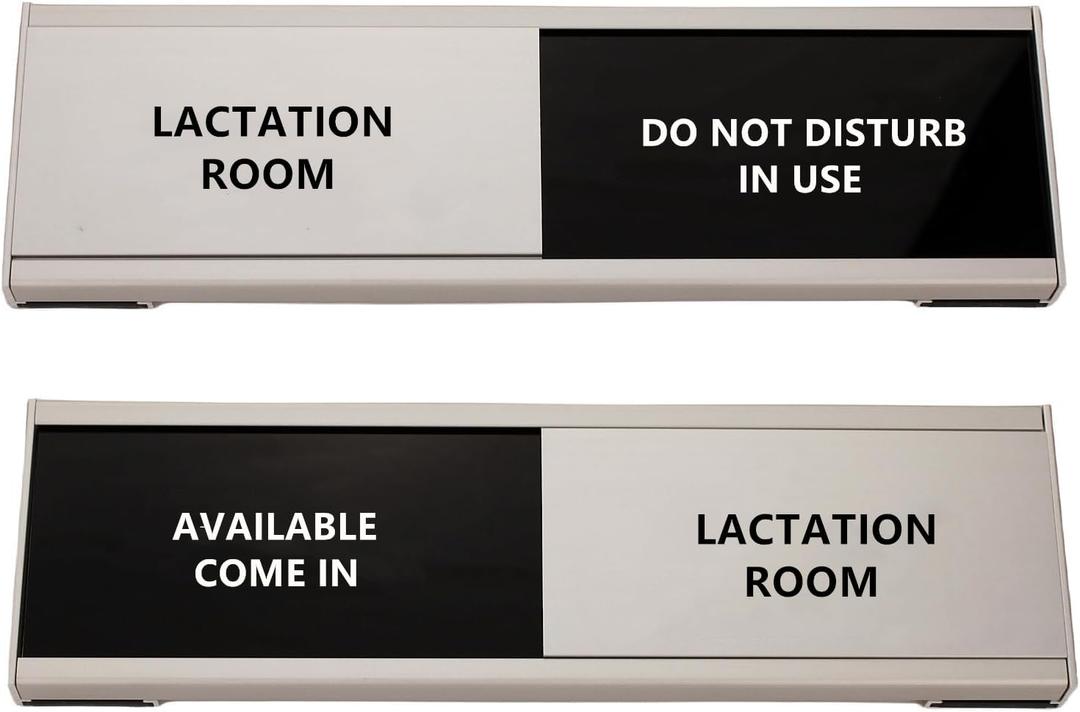Lactation room signs in use or available Heavy duty solid aluminum privacy slide door sign vacant occupied warm remind (Silver aluminum)