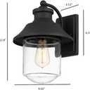 Tawson ABEL Outdoor Wall 1-Lights Exterior 9.8" W Lantern Fixtures with Clear Glass Shade Cylinder, Matte Black Wall Sconce, Weather Resistant for Entryway, Doorway, Corridor
