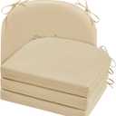 Cozyide Outdoor Chair Cushions, Waterproof Patio Seat Cushions with Adjustable Straps, Round Corner Patio Chair Cushions for Garden, Beige, 17x16x2 Inch (Pack of 4)