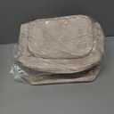 Large Makeup Bag, Portable Travel Makeup Bag Organizer for Women Girls with Makeup Brush Compartment & Two Side Pockets, Cosmetic Travel Bag Vertical Storage Toiletry - Beige (MEDIUM, 07-Lily Pattern)