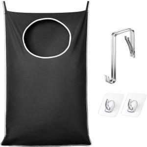 KEEPJOY XL Black Door Hanging Laundry Hamper, Large Size 36.5X22.5 inch Hanging Laundry Bag with Large Opening and 2 Strong Hooks for Whole Family Dirty Clothes