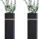 Wall Planters for Indoor Plants - 2 Pack Wood Wall Vases for Dried Flowers & Artificial Plants Modern Farmhouse Wooden Vase for Living Room Bedroom Kitchen Decorations - Black
