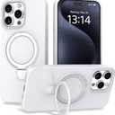 Case for iPhone 15 Pro Case with Magnetic Invisible Stand - MagSafe Compatible, Military Drop Tested, Shockproof Silicone Cover for Women and Men (6.1", 2023) - White