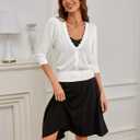 GRACE KARIN Womens Sweater Cropped Cardigan Knit Shrugs for Dresses Tops Button Down Lightweight Soft (Small, White)