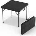 34" Square Foldable Table with Built in Handle & Detachable Steel Legs | Heavy Duty Portable | Perfect for Party, Dining, Events, Picnic Indoor, Outdoor, Camping, Temporary, Black