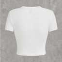 SHENHE Women's Summer Lemon Graphic T Shirt Crop Top Crew Neck Short Sleeve Slim Fit Cute Print Baby Tee (White, S)