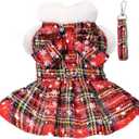 Dog Sweater Dress, Puppy Sweaters for Small Dogs Girl Winter Pet Clothes Outfit for Chihuahua Yorkie Teacup Cold Weather Red Plaid Cat Apparel Clothes (X-Small, Red)