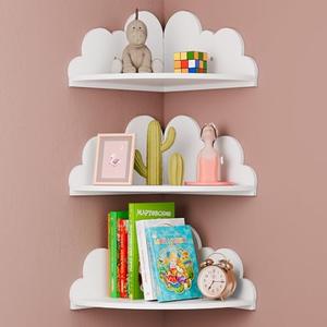 Beskadi Cloud Floating Corner Shelves - Set of 3 Cloud Corner Wall Shelves for Kid’s Room, White Floating Shelf Nursery Wall Deor, Small Cute Clouds Dispaly Shelf for Toys, Plants & Storage.