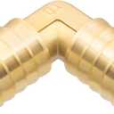 Yoebor Brass Hose Barb Fitting, 90 Degree Elbow, 1" Barbed x 1" Barbed (Pack of 2)