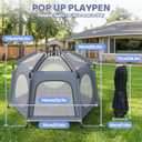 Pop Up Baby Playpen, Instant Setup Anti-Tipping Playard with UV Canopy & Mosquito Net, Portable Indoor Outdoor Beach Play Yard Travel Crib with Carry Bag, Grey
