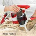 SONGMICS Portable Backpack Beach Chair, 331 lb Capacity, 4 Angles Adjustable Backrest, 2 Side Pockets, Towel Bar, Red and White UGCB062R01