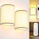 Battery Operated Wall Sconces Set of 2, Rechargeable Wall Sconces 15 Colors Wall Lamp with Remote 10 Levels Brightness, 5000mAh Wireless Wall Decor Set of 2 with Timer for Bedroom Living Room
