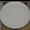 Famiware Eden Plates and Bowls Sets, Stoneware Dinnerware Sets with Gold Trim, 24 Pieces Dishes Set for 8 - Chip and Scratch Resistant, Microwave and Dishwasher Safe, White Stripe