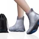 Waterproof Shoe Covers, Reusable Shoe Covers Non-Slip Shoes Boots for Outdoor Cycling Camping Fishing Travel (XX-Large, Grey)