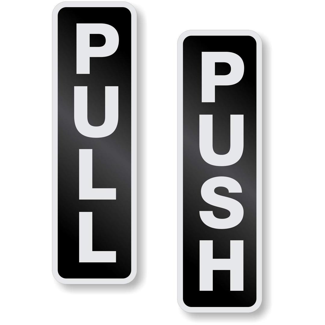 SmartSign Push Pull Door Sign Kit of 2 Anodized Signs | 1.5" x 5" Aluminum Black Color, Made in USA