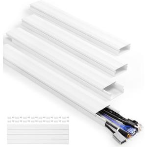 Cord Covers - 63in Paintable TV Cable Hider Kit, X-Large Cord Management System for Walls (White)