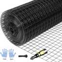 Tongmo 48" x 50' Black Hardware Cloth, 1inch Mesh Chicken Wire Fence, 19 Gauge Vinyl Coated Wire Poultry Net and Welded Wire Roll