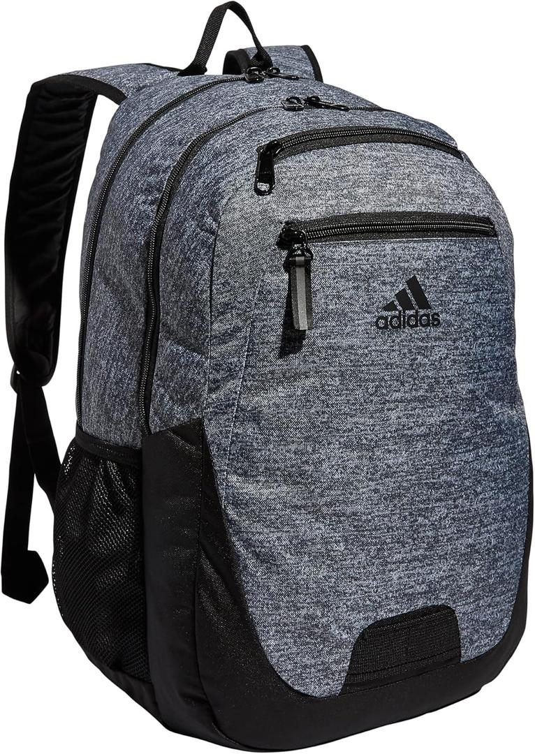 adidas Unisex Foundation Backpack for Laptop, Large Durable Athletic Gym Bag (OSFA, Jersey Onix Grey/Black)