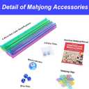 American Mahjong Game Set, 166 Blue Tiles (1.2), 4 All-in-One Color Rack/Pushers & Drawstring Bag, Complete Mahjong Sets with Blue Printed Carrying Bag and Mahjong Tile Set Accessories