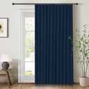 INOVADAY 100% Blackout Curtains for Bedroom, Black Out Curtains 84 Inch Long, Clip Rings Linen Blackout Drapes, Thermal Insulated Room Darkening for Living Room, 1 Panel - Midnight Blue,W102xL84