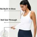 AJISAI Womens Double Lined Workout Tank Tops Scoop Neck Yoga Tanks Casual Crop Sleeveless Summer Top (White, L)