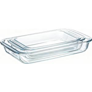 3 Pack High Borosilicate Glass Baking Dishes for Oven,(2.3QT,1.6qt,1.0QT),Rectangular Bakeware Sets,Deep Glass Casserole Dishes with Handle for Microwave,Oven,Baking,Meal Preparation