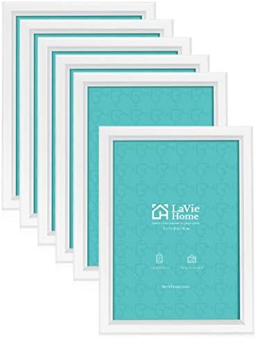 LaVie Home 5x7 Picture Frames (6 Pack, White) Simple Designed Photo Frame with High Definition Glass for Wall Mount & Table Top Display, Set of 6 Classic Collection