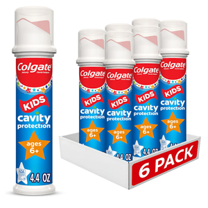 Colgate Kids Toothpaste Pump with Fluoride, Bulk 6 Pack, 4.4 oz