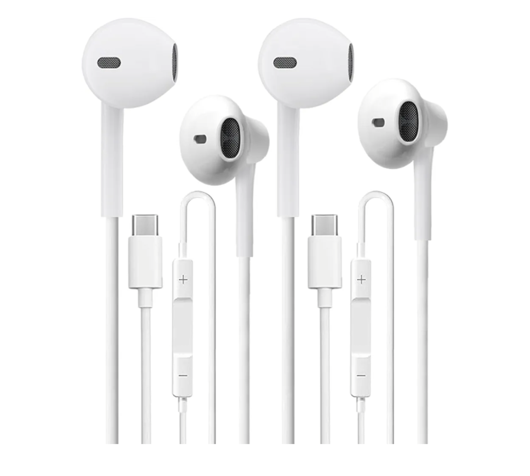 USB C Headphones 2 Pack，USB Type C Earbuds HiFi Stereo USB C Wired Earphones with Microphone Volume Control Compatible with Samsung Galaxy S23 S22 S21 Google Pixel 6 5 4XL/iPad Pro