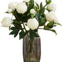 IPOPU White Peonies Artificial Flowers 8pcs Peony Silk Flowers Fake White Flowers for Wedding Centerpieces for Tables Centerpieces Bridal Shower Party Decorations