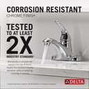 Delta Faucet Foundations Centerset Bathroom Faucet, Chrome 1-Handle Bathroom Faucet, Delta Bathroom Sink Faucet, Metal Push-Pop Drain Assembly, Chrome B510LF