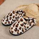 Afellicy Cheetah Pattern Slippers Leopard Fuzzy Scuff Slipper Size 6.5 Size 7.5