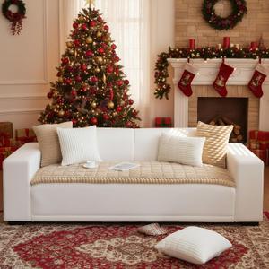 LiveGo Fuzzy Couch Covers for Pets, Couch Protector for Dogs Garden Chic Cotton Protective Couch Cover, Pet Mat Bed Couch Cover (Milky Coffee, 70x150 cm/27.6x59.06 in)