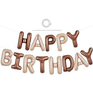 TONIFUL Light Brown Chocolate Happy Birthday Balloons Banner 16 Inch Mylar Foil Letters Birthday Sign Reusable for Girls Boys Kids & Adults Birthday Decorations and Party Supplies