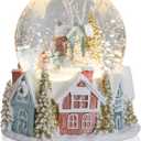 Taman Christmas Snow Globe, Xmas Village with Musical Swirling Glitter Snowflakes Lighted Christmas Decorations Tabletop Home Dcor