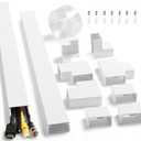 Cord Hider Kit 126in (8 x L15.7in) - ZhiYo Cable Covers for Wires on Wall, Wire Hider for Wall Mounted TV, White Cable Raceway, Paintable Cord Cover Cable Management for Home Office, W1.54in x H0.75in