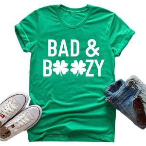 St Patricks Day Shirt Women Shamrock Lucky T-Shirts Irish Festival Holiday Tee Tops (Large, Green2a)