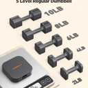 FEIERDUN 5-in-1 Adjustable Dumbbell Set of 2, 20LBS/10LBS Hand Weights for Women, 1s-Adjust Dual-Stable Dumbbell Set for Women Home Gym & Outdoor